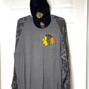 NHL Chicago Blackhawks Long Sleeve XL Tee & NWT Cap